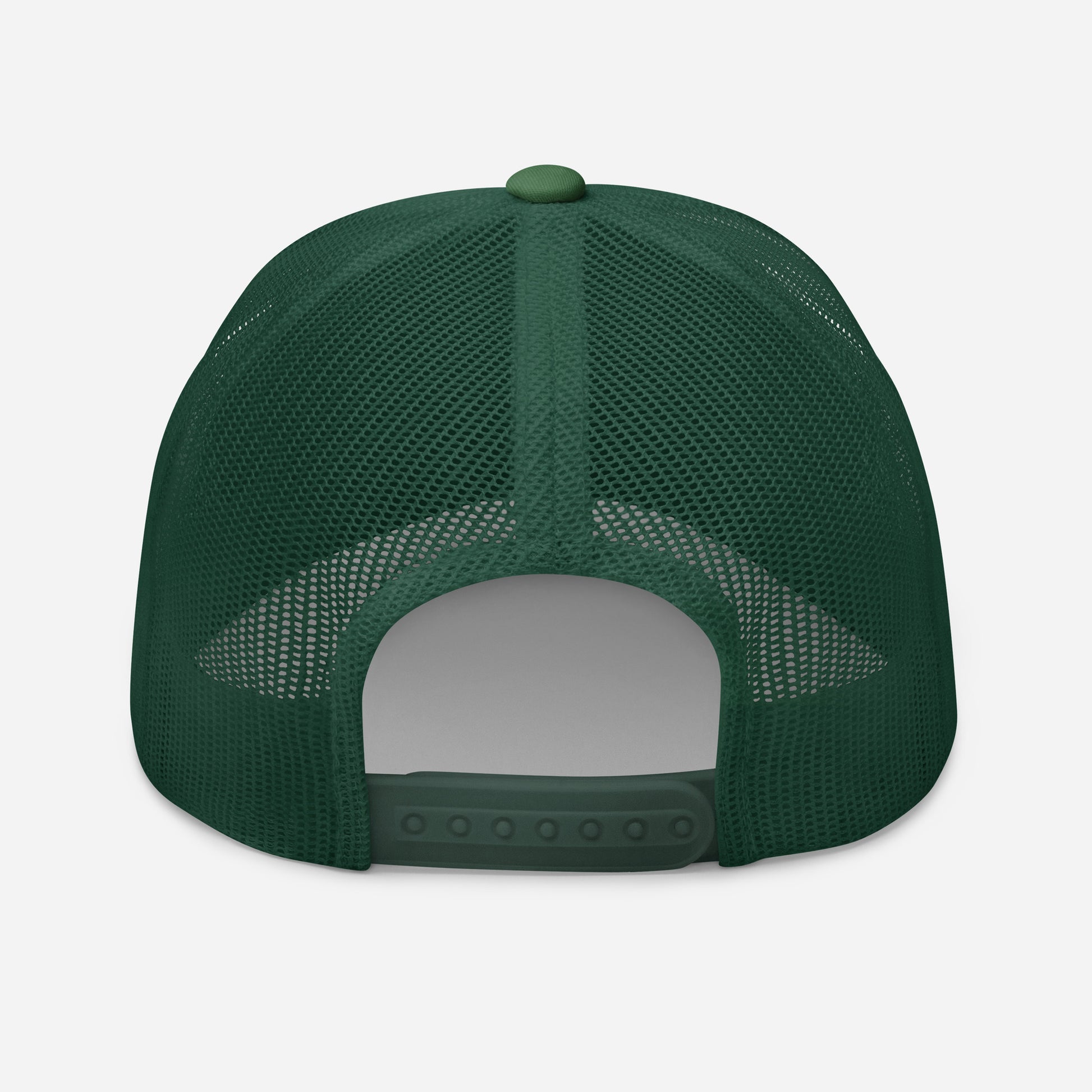 Green mesh cap on a light gray background