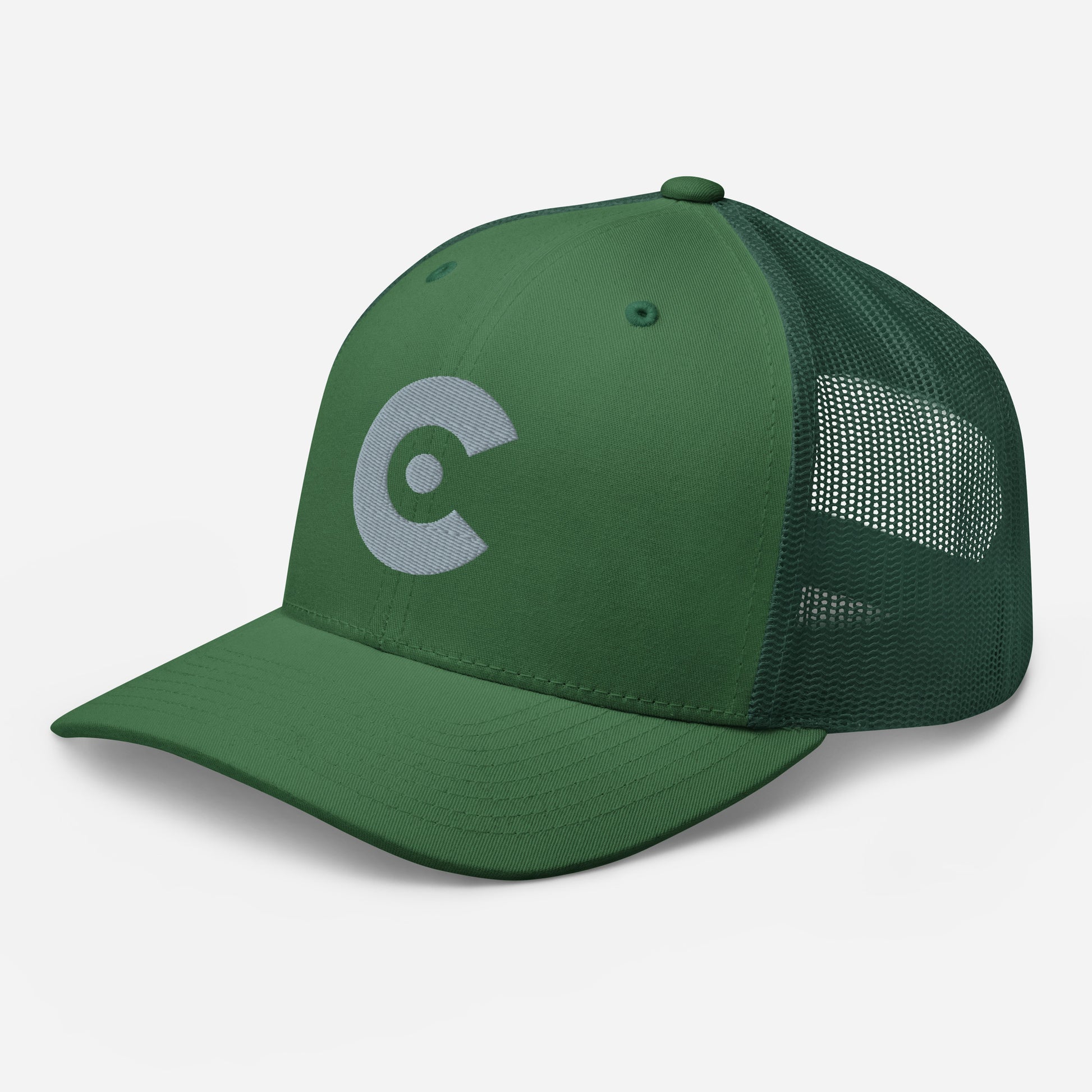Green cap with the CobbleRose logo on a white background