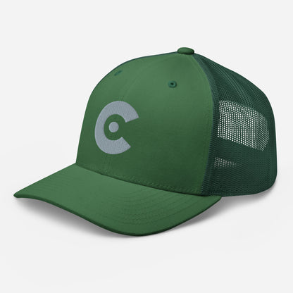 Green cap with the CobbleRose logo on a white background
