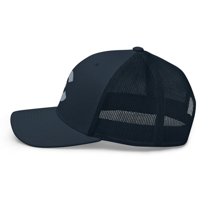 Navy mesh cap on a light gray background
