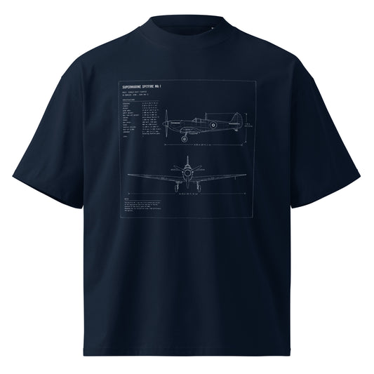 Navy t-shirt with a Mk1 Spitfire on the chest